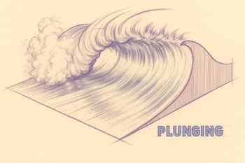 Plunging wave diagram showing the powerful curl and tube formation